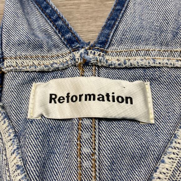 Reformation Benji Zip Raw Hem Bib Overalls in Celtic Women's 6 - Picture 4 of 12